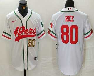Men's San Francisco 49ers #80 Jerry Rice Number White Mexico Cool Base Stitched Baseball Jersey,We sell and wholesale Men's San Francisco 49ers #80 Jerry Rice Number White Mexico Cool Base Stitched Baseball Jersey on line form chian!